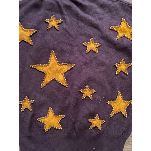 Rare Navy Beaded Gold Start Sweater - M - Picture 6 of 6